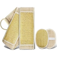Store Doğal Kabak Lifi 2'li Set, Sırt Kesesi ve Oval Banyo Lifi, Çift Taraflı