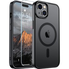 Store iPhone 15 Için Manyetik Kılıf (Magsafe ile Uyumlu) (Askeri Sınıf Düşme Koruması) Ince Yarı Saydam Mat Darbeye Dayanıklı Parmak Izi Önleyici Telefon Kılıfı, Siyah