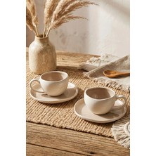 Çelikay Perotti Roma Beige 4 Parça 2 Kişilik Porselen Kahve Fincanı Takımı 120 ml