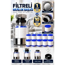Ceko Armatür Filtreli Musluk Başlığı 1+10 Set – Su Filtresi Musluk Ucu, Değiştirilebilir Filtre Kartuşlu Mutfak ve Lavabo Musluk Filtresi Krom