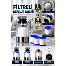 Ceko Armatür Filtreli Musluk Başlığı 1+3 Set – Su Filtresi Musluk Ucu, Değiştirilebilir Filtre Kartuşlu Mutfak ve Lavabo Musluk Filtresi Krom