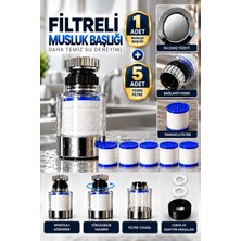 Ceko Armatür Filtreli Musluk Başlığı 1+5 Set – Su Filtresi Musluk Ucu, Değiştirilebilir Filtre Kartuşlu Mutfak ve Lavabo Musluk Filtresi Krom