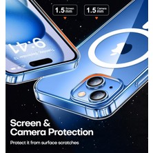 Store [sararmaz] iPhone 13-14 ile Uyumlu Crystal Clear Mika Manyetik Emici Şeffaf Kılıf (Şeffaf Magsafe Mika Sararmaz, iPhone 13-14)