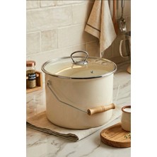 Paçi Emaye 20 cm Fildişi Emaye Bakraç Kulplu 5.25 Lt