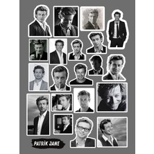 Tiwo Dijital Patrick Jane Temalı Yüksek Kalite Baskı Siyah Beyaz Yapışkanlı Etiket Sticker Seti
