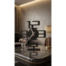 Safir Design Siyah Modern Rakam Tasarımlı Masa Saati - Dekoratif Ofis ve Ev Hediyesi - Büyük Boy Estetik Saat