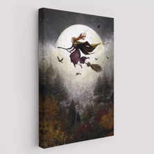 Cepahir Süpürge Ile Uçan Cadı, Cadılar Bayramı Hediyesi, Hallowen Tablo -6398