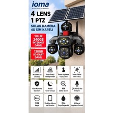 Ioma 4 Lens 1 Ptz Solar Kamera 4g Sim Kartlı (Yıllık 240GB Internet) ve 128GB Sd Kart Dahil