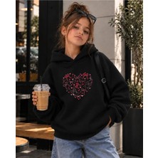 Vodexa Kapüşonlu Sweatshirt Kız Çocuk 3 Iplik Şardonlu Kışlık Baskılı Hoodie