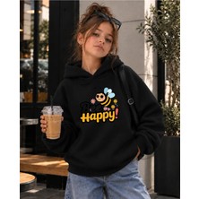Vodexa Kapüşonlu Sweatshirt Kız Çocuk 3 Iplik Şardonlu Kışlık Baskılı Hoodie
