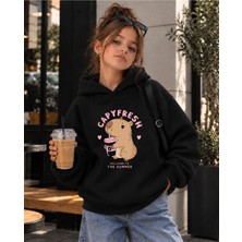 Vodexa Kapüşonlu Sweatshirt Kız Çocuk 3 Iplik Şardonlu Kışlık Baskılı Hoodie