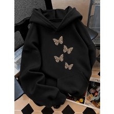 Vodexa Çocuk Kapüşonlu Baskılı Sweatshirt Unisex 3 Iplik Şardonlu Kışlık Hoodie