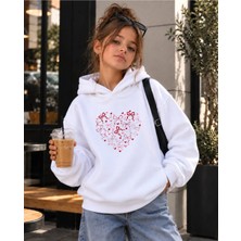 Vodexa Kapüşonlu Sweatshirt Kız Çocuk 3 Iplik Şardonlu Kışlık Baskılı Hoodie