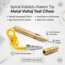 Monte Lua Metal Gövde Spiral Kablolu Araç Arıza Tespit ve Voltaj Test Kalemi (6V-12V-24V)