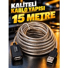 USB Aktif Erkek/dişi High Speed Kablo 15 Metre Chipli Model Ara USB Uzatma Kablosu Extension Kablo