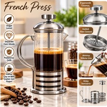 Octopus Bazaar French Press - Dayanıklı Malzeme Filtre Kahve ve Bitki Çayı Demliği 350 ml
