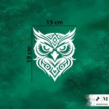Meristeed Baykuş Oto Sticker - Araç Arka Camı, Kask, Bilgisayar Kasası, Motosiklet, Mağaza Vitrin Dekoru, Dükkan Camları, Düz Yüzey Uyumlu Etiket