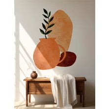 S Digital Modern Iskandinav Estetik Duvar Sticker - Soyut Geometrik Yapraklı Modern Duvar Dekoru - 3 Ölçü Seçeneği