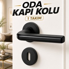 Nzb Mat Siyah Oda Kapı Kolu Yuvarlak Rozetli [1 Takım] Modern Şık Iç Kapı Kolu