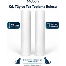 Mutkin 24 cm Yapışkanlı Kıl Tüy ve Toz Toplama Yedek Rulosu 60 Yaprak Kedi Köpek Tüy Temizleyici
