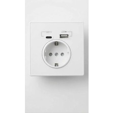 Mucize Priz Topraklı USB ve Type-C Şarj Çıkışlı Sıva Altı Beyaz