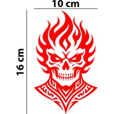 Meristeed Alevli Kuru Kafa Oto Sticker - Araç Arka Camı, Kask, Bilgisayar Kasası, Motosiklet, Mağaza Vitrin Dekoru, Dükkan Camları, Düz Yüzey Uyumlu Etiket - Siyah, Beyaz, Kırmızı, Hologram Renk Seçenekli