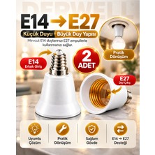 Derwell E14'TEN E27'YE Ampul Duy Dönüştürücü Adaptör - Küçük Duyuyu Büyük Duya Çevirici Aparat, Ev ve Ofis Içi Pratik Aydınlatma Çözümü, Sağlam ve Dayanıklı Gövde Yapısı