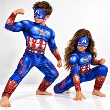 Urban Trend Store Çocuk Kaptan America Kaslı Kostümü – Maske Hediyeli Kostüm Seti