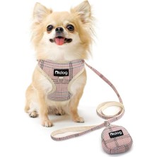Mucize Didog Ekoseli Küçük Irk Köpek Göğüs Tasması ve Gezdirme Seti / Mini Çantalı Tasma Seti