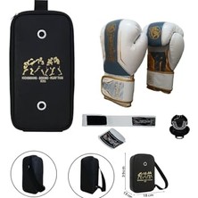 Legacy Kick Boks Eldiveni Muay Thai 3'lü Set ve Eldiven Taşıma Çantalı Beyaz 12 Oz