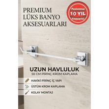 Banyom Home Paslanmaz Pirinç Kumru 50 cm Krom Uzun Havluluk Banyo Aksesuarı