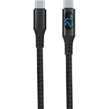 PD60W Hızlı Şarj Kablosu, LED Ekranlı, 480MBPS Type-C To Type-C USB C - USB C Erkek-Erkek Kablo, 1 Metre U05CC3