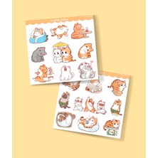 Minithingsart -mat kağıt-Sevimli Kedi etiketleri -kawai cat -2 Li - sevimli sticker -Telefon süslemeleri kedi çıkartmaları