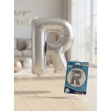 Letter Gümüş Renk 100 cm Folyo Harf Balon R Harfi