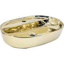 Yedi Yapı Gold Tezgah Üstü Seramik Çanak Lavabo 60X42,5X15 cm Batarya Delikli