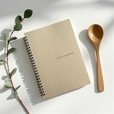12 Haftalık A5 Beslenme ve Kilo Takip Planlayıcı Defter, Spiralli, Suni Deri Kapaklı, Günlük ve Haftalık Takip, Healthy Food Journal (Bej)