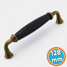 Nzb Gerçek Porselen Antik Sarı Siyah Kulp 128 mm Mobilya Çekmece Mutfak Dolabı Dolap Kapak Kulb Kulpu