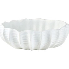 Kıyı Kabuklu Kase Masa Için Ev Dekoru, 9" U x 7" G x 3.25" Y, Mat Beyaz