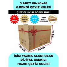 Uygun Kutu ve Ambalaj 5 Adet 60X40X40 Kurdale Baskılı K.rengi Çeyiz Kolisi, Isim Yazma Alanı Renkli Baskı, Çift Oluklu