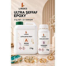 Lındes Ultra Şeffaf Hobi Epoksi Reçine 3 kg 2:1 Ince Döküm Başlangıç Seti Hediyeli