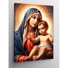 Meryem Ana ve Hz Isa Temalı Kanvas Tablo, 70 cm x 100 cm