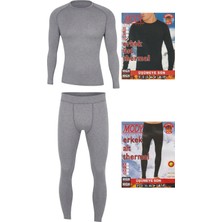 Maruf Shop Erkek Doğa Sporlarında Kullanıma  Uygun Gri Renk Likralı Termal Içlik Takım