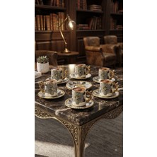 Mnt Mutfak 6 Kişilik Gold Çiçek Desenli Porselen Kahve Fincan Takımı