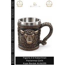 Denguva #kupa Hediyelik Tasarım Metal Figürlü 3 D Kabartmalı Paslanmaz Çelik Kupa Bardak ALK6335
