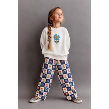 Cg Kids Çiçek Nakışlı Sweatshirt ve Desenli Eşofman Kız Çocuk Alt Üst Takım