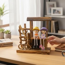 Keyfim Shop Dekoratif Ahşap Masaüstü Organizer – Figürlü Kalemlik