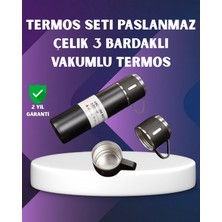 Pileli Store Paslanmaz Termos ve Ikili Bardak Seti | 6-12 Saat Sıcak/soğuk Tutma