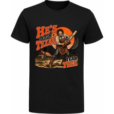 Efendioğlu Design He Is From Teksas Baskılı Korku Cadılar Bayramı T-Shirt