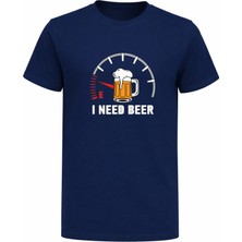 Efendioğlu Design I Need Beer Yazılı Pamuklu Baskılı T-Shirt