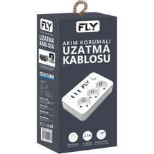 Pileli Store Fly 3406-01 3 Soket 3 USB Akım Korumalı Priz 2.1A Anahtarlı 2mt Kablo (BEYAZ)(1923)